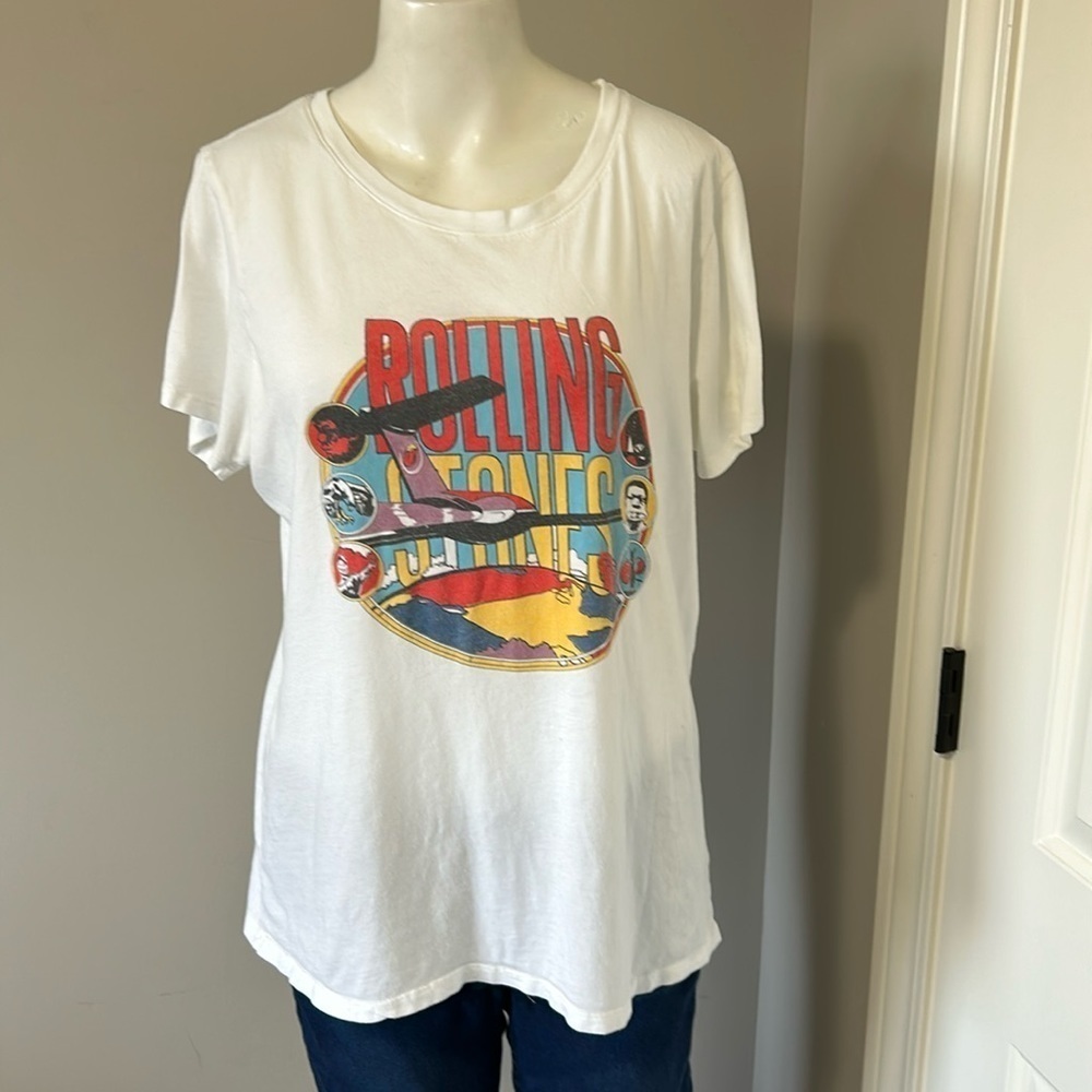 DAYDREAMER Rolling Stones Crewneck Tshirt White Jet Short Sleeve Sz S